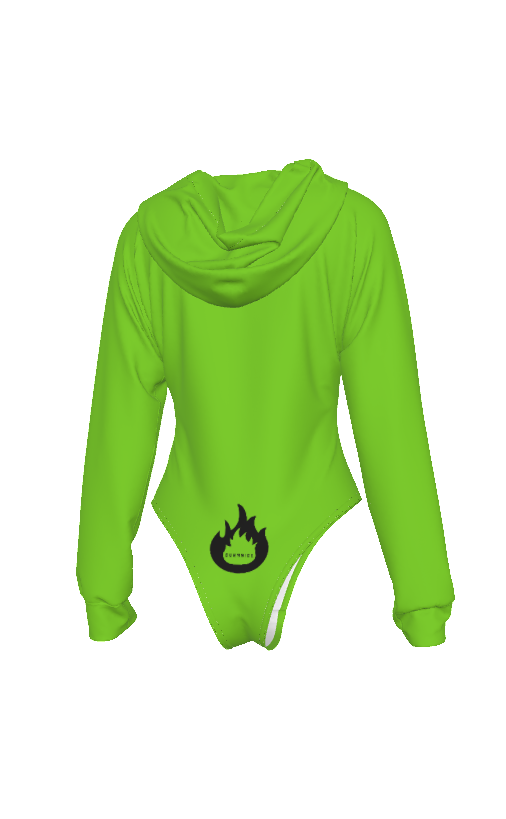 Women's Hoodie Body Suit Lime Green